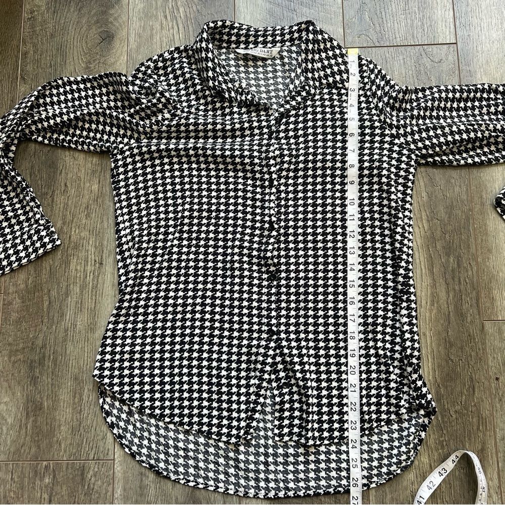 Big Dart Button Down Black And White Houndstooth … - image 7